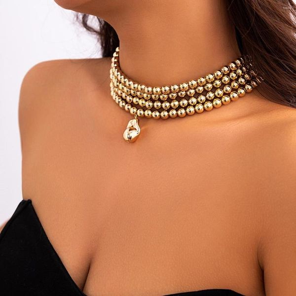 Choker Ailodo Multilayer Acryl CCB -Ballkette Unregelmäßige Perlen Halskette für Frauen Vintage Fashion Party Hochzeit