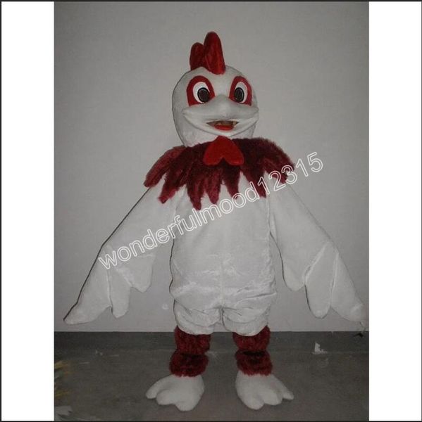 Novo personagem adulto fofo galo branco fantasia de mascote Halloween vestido de Natal adereços de corpo inteiro roupa traje de mascote