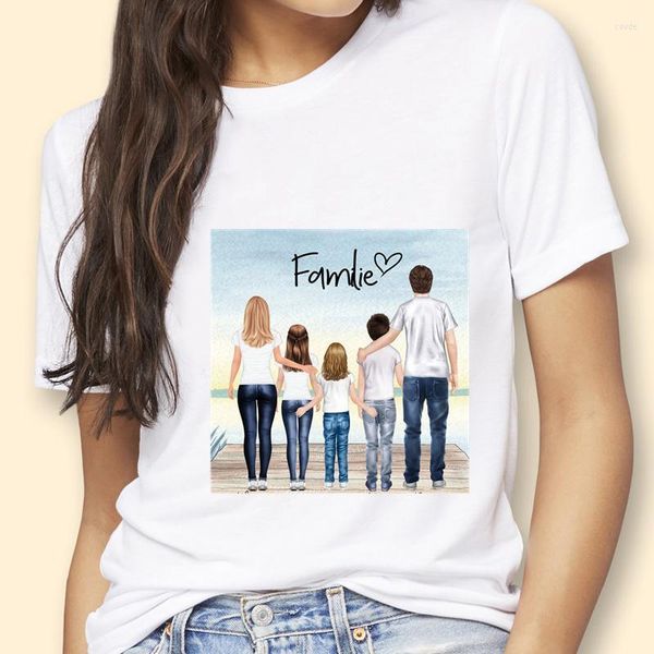 T-shirt da donna T-shirt da donna T-shirt Stampa vestiti Stampa anni '90 Love Mom Mama Family Mother T-shirt estetica Cartoon Graphic Tshirt