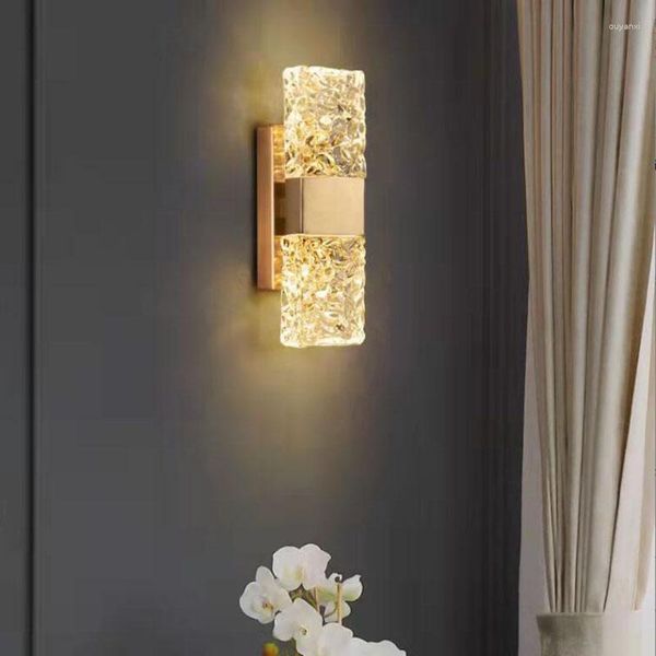 Duvar Lambaları Modern Altın Lüks Kristal Işık Su Dalgalanma Cam Lamba Oturma Odası Yatak Odası Tv Arka Plan Işıkları Kapalı Armatürler