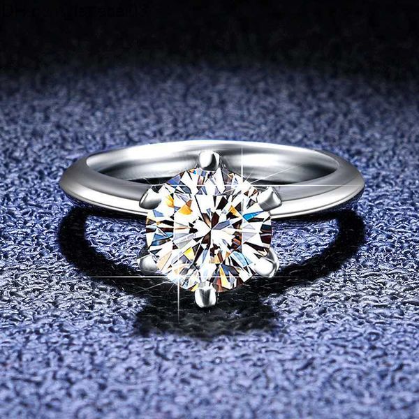 Solitärring Solitärring Sterlingsilber Massiver Ehering 6 Zinken 05CT 1CT 2CT Diamant-Verlobungsringe für Frauen Versprechensgeschenk Edler Schmuck 230203 Z230630