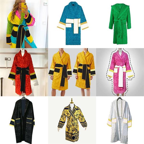 Roupões macios de grife masculino feminino roupa de dormir casual conjunto de pijama com cinto casual para inverno roupão de banho com toque quente 214a