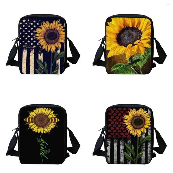 Avondtassen Mode Schoudertas Vrouwen Zonnebloem Met Vlag Print School Kleine Voorschoolse Jongens Meisje Boekentas Reizen Vrouwelijke Totes Satchel