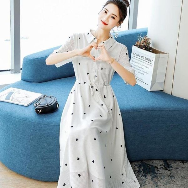 Günlük Elbiseler Midi Uzunluk Fantezi Kadın Elbisesi Bahar 2023 Vintage Giyim Kentsel Zarif Kadın Tulum Kore Dongdaemun