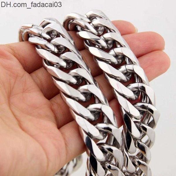 Cadenas 1921mm Cadenas cubanas pesadas Hombres Hip Hop Joyería Color plata Grueso Acero inoxidable Largo Big Chunky hip hop Collar Regalo 220715 Z230630