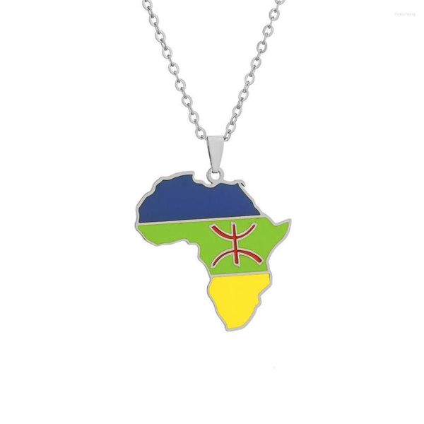 Collane con ciondolo Africa Mappa Berberi Collana per donna e uomo Oro argento Colore Acciaio inossidabile Gioielli berberi africani Regali