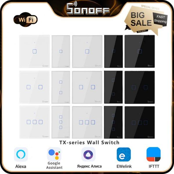 Sonoff em casa T0/T1/T2/T3 UE/Reino Unido/EUA 1/2/3Gang Interruptor de Toque de Parede Inteligente TX Todos OS Interruptores de Controle D D