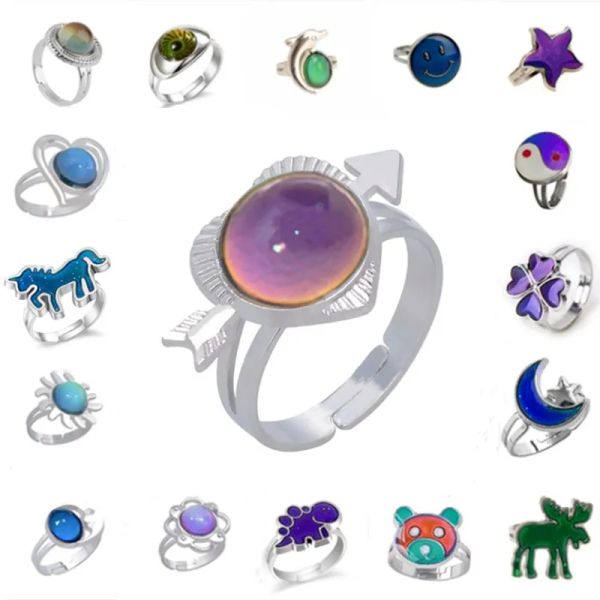 Детская звезда, луна, дельфин, изменение цвета, кольца, детская мода, изменение цвета, кольцо, изменяющее настроение, оптовая продажа