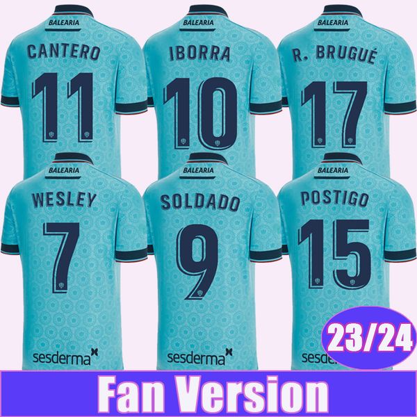 23 24 Levante Herren-Fußballtrikots IBORRA SOLDADO CANTERO PEPE P. MARTINEZ WESLEY WESLEY 3. blaue Fußballtrikots