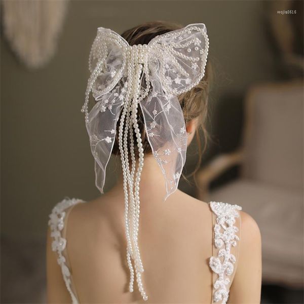 Haarspangen Mode handgemachte Spitze Haarband Schleife Perle Damen Strass Braut Festzug Kopfschmuck für Frauen Tiaras Schmuck