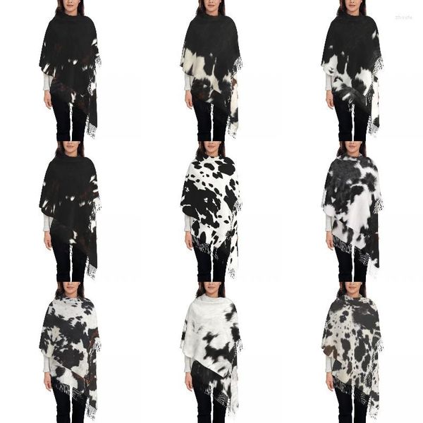 Schals Personalisierter Druck Moderner Rindsleder-Kunstlederschal Männer Frauen Winter Warm Tierfell Textur Tücher Wraps