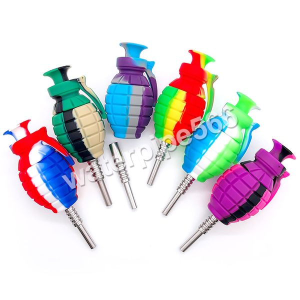 Multicolor Grenade Silicone NC Acessório para fumar Junta de 14 mm com GR2 Titânio Nails Silicone Caps Oil Rigs