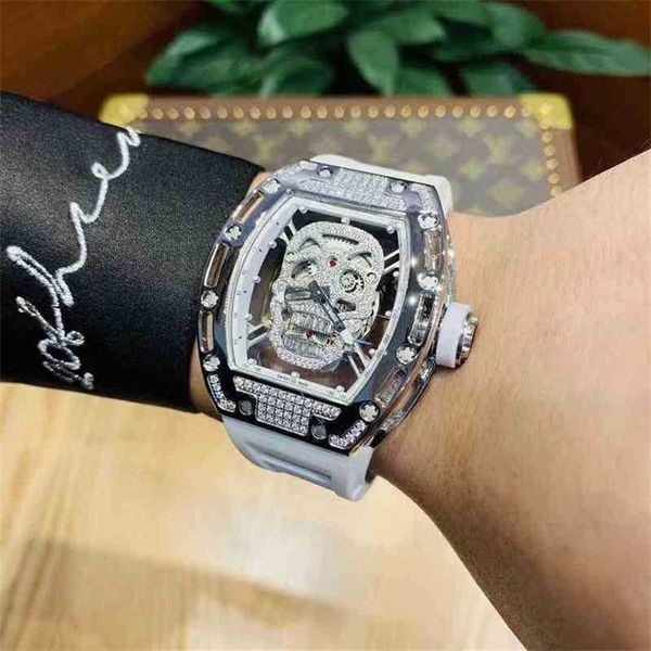 Orologi meccanici Orologio Designer Luxury Mens Meccanica Richa Milles Orologio da polso Ghost Mens Automatic r Watch Hollowed Diamond Skull con persona unica HB / 3B