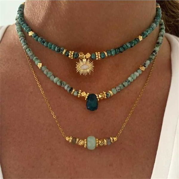 Ожерелья из бисера, чокеры, эффектная капля, натуральный камень, ожерелье в стиле панк, сшитое для женщин, модное, изысканное, 2023 230613