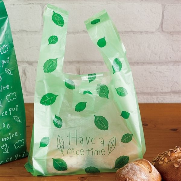 Outros produtos de plástico descartáveis Zilue 100pcslot Tamanho 18x35cm 24x45cm Saco de plástico para compras em supermercados Saco de cor de folhas verdes Bolso de colete limpo e fresco 230629