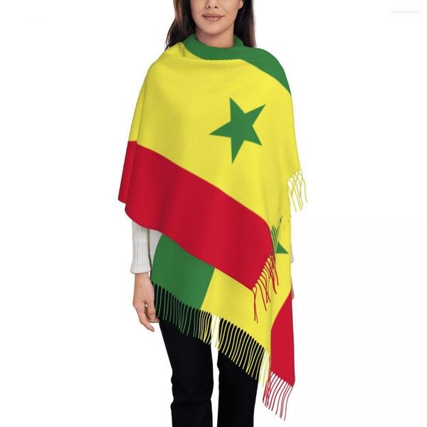 Sciarpe Bandiera del Senegal da donna Pashmina Scialle Avvolge Sciarpa con frange Lunga grande