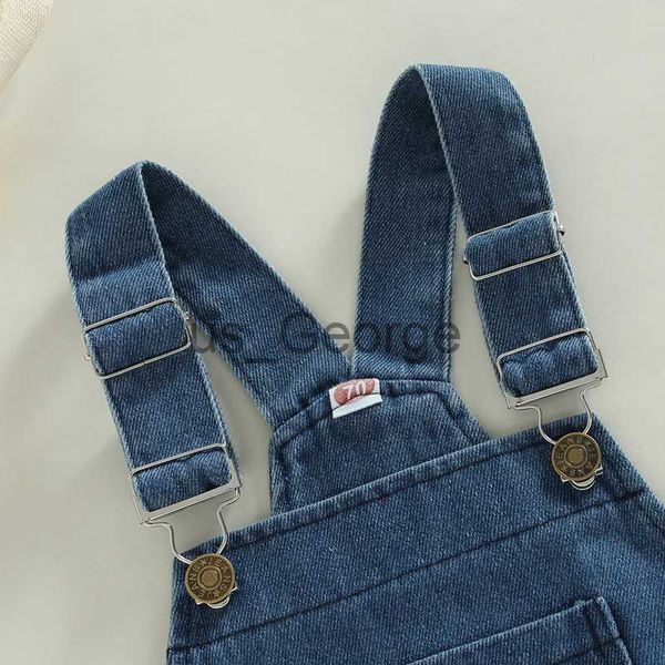 Conjuntos de roupas bebê recém-nascido roupas de verão 024M criança meninos meninas jeans botão sem mangas backless oneck macacões macacões roupas J230630