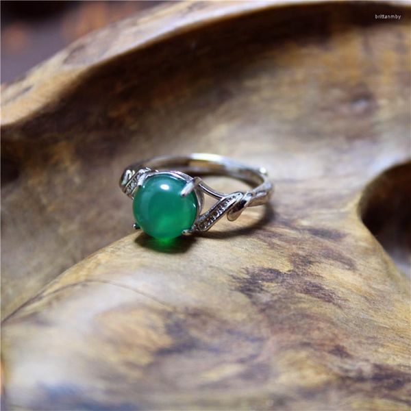 Cluster Rings Liemjee Green Agate Anel Hollow Personality Fashion Punk Party Jewelry For Women Feature Concise Namour Charm Gift All Seasons