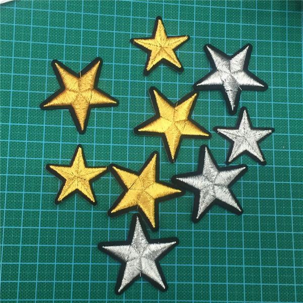 48 Stück / Menge Gold und Silber Stern bestickte Abzeichen Patches Stern Patches für Kleidung Aufkleber Kleidung Sticker232K