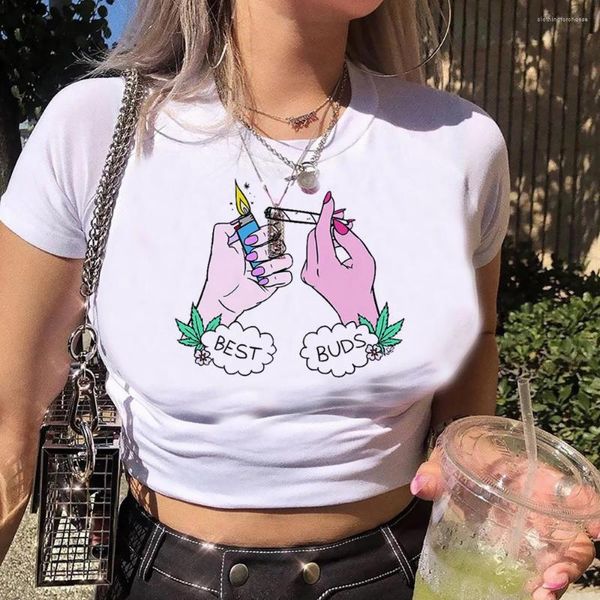 T-shirt da donna Bong Trashy Graphic Crop Top Girl 2000s 90s Vintage Clothes Tee