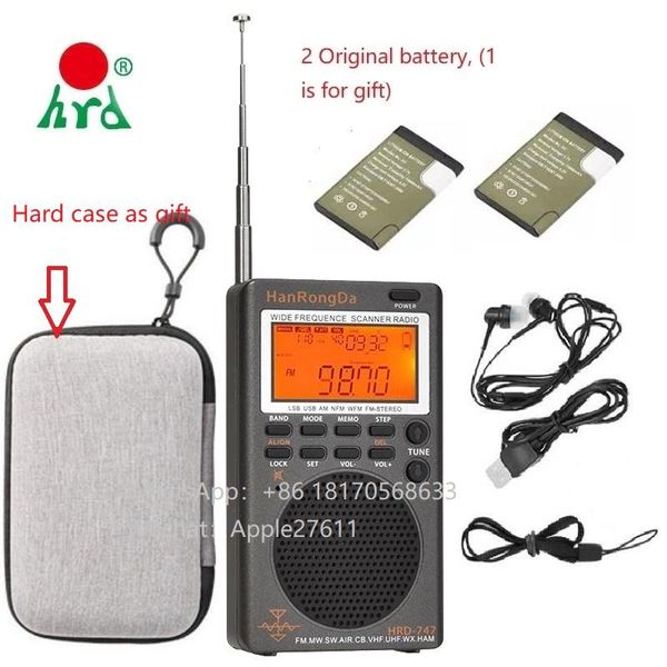 Radio Hrd747 Mini digitale portatile Ssb radio a onde corte Fm/lsb/air/cb/vhf/uhf Full Band Noaa Alert ricevitore radio digitale allarme