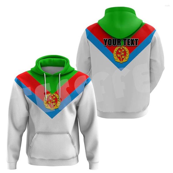 Felpe con cappuccio da uomo Nome personalizzato Eritrea Africa Paese Bandiera Tribù Tatuaggio retrò Streetwear Stampa 3D Harajuku Giacca casual divertente pullover X6