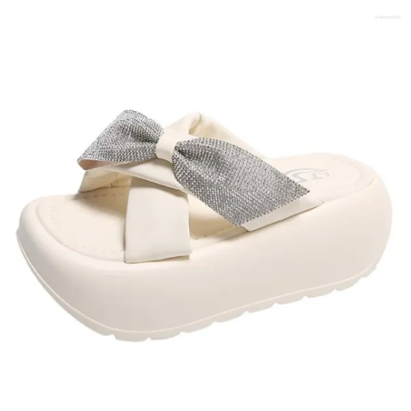 Sandali con tacco Bling Pantofole con plateau grosso per donna Punta aperta Zeppe con fondo spesso Donna Estate Infradito da spiaggia femminile