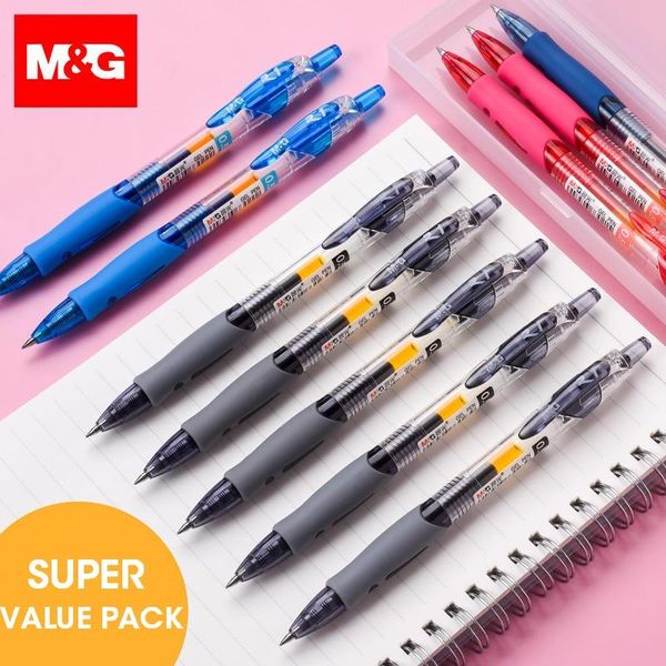 Stifte M G Chinas Nr. 1 Retraktierbares Gel Stift 0,5 mm und Stalschwarzblau rotes Gel -Tinte Nachfüll Gelpen School Office Supplies Stationäre Stifte