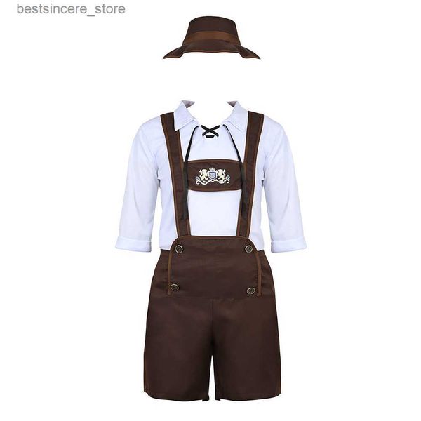 Overalls Hosen Halloween Kostüm Cosplay Eltern-Kind-Outfit Sommer Deutsches Oktoberfest Outfit für Männer Braun Vintage Strampler Kinder L230522