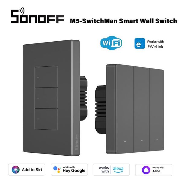 Controllo Sonoff M5 Switchman WiFi Smart Switch Smart Home 80/86/120 Tipo 1/2/3 Gang/US Wall Switch tramite Ewelink Alexa Google Home Alice