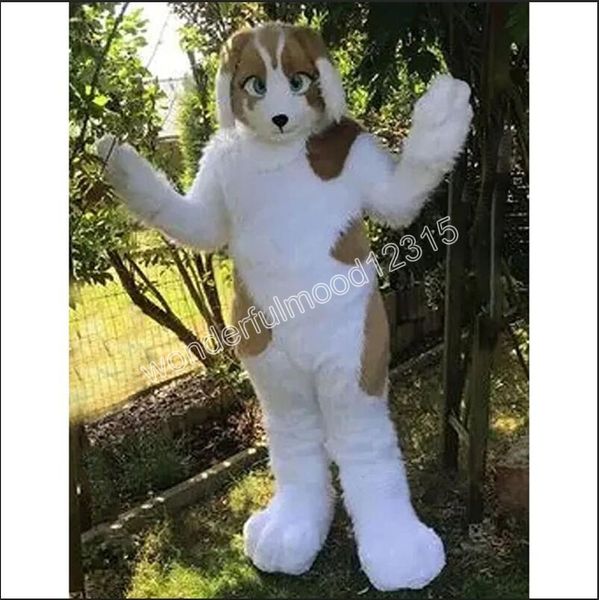 Husky Fox Dog Fur Leather Jacket Mascot Costumes Carnival Hallowen Gifts Unisex Adults Fancy Party Games Outfit Holiday Outdoor Advertising Outfit Suit