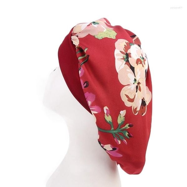 Grampos de cabelo feminino touca de dormir de cetim gorro de seda chapéu cobertura de cabeça banda elástica larga gorros de quimioterapia hijab turbante estilo jóias