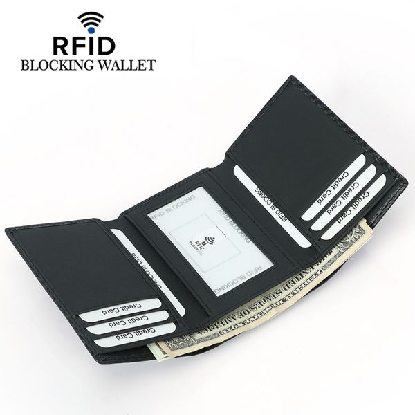 Кошелек из углеродного волокна для мужчин с RFID-блокировкой безопасности Trifold мужской кошелек большой емкости мульти держатель для карт мужской кошелек