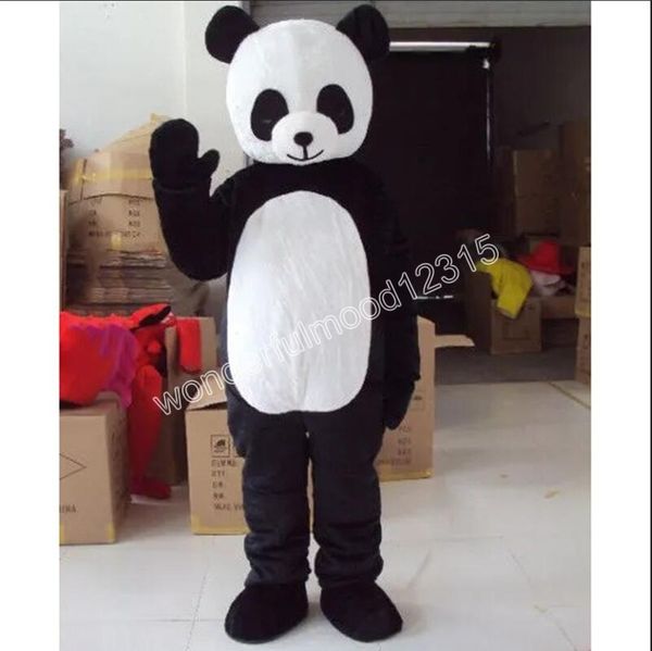 Novo personagem adulto traje de mascote de panda profissional traje de halloween vestido de natal adereços de corpo inteiro traje de mascote