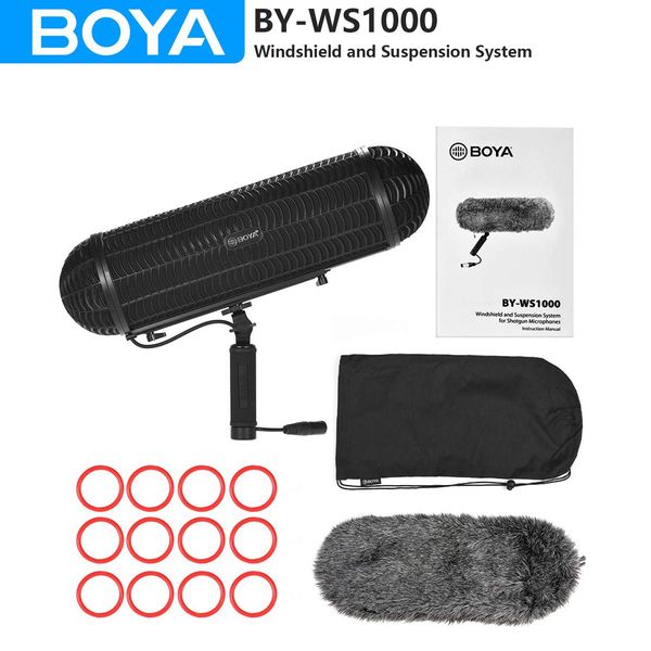Curtins Boya BYWS1000 Microfones Blimp Windshield Suspension System para microfone de espingarda para Canon Nikon Sony DSLR Gravador de câmera