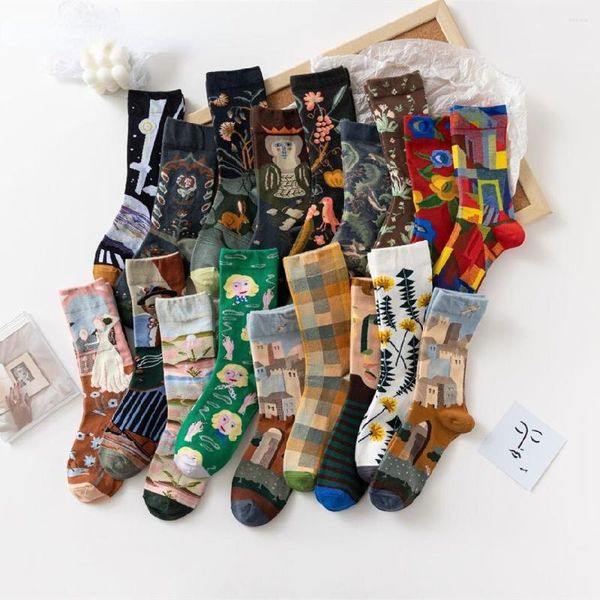 Frauen Socken Bunte Cartoon Kreative Mode Reben Graffiti Neuheit Männer Winter Warme Bequeme Baumwolle Sokken Calcetines Mujer