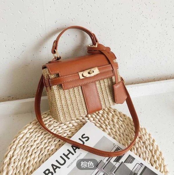 Benutzerdefinierte Goldschnalle Rattan Weben Picknick Umhängetaschen Umhängetaschen Totes Französische Pariser Marke Mode Frische Stil Strandurlaub Handtaschen YI-LJE9