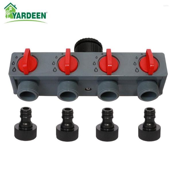 Equipamentos de rega Distribuidor de 4 vias 3/4'' e 1'' Plástico ABS Mangueira de jardim Divisor Conector de água Torneira Irrigação