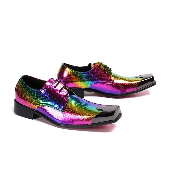 Scarpe eleganti italiani arcobaleno fatti a mano arcobaleno vera berretto da cappuccio da uomo classico scarpe vestito scarpa alare derby abita elegante bestiale oxfords 230629