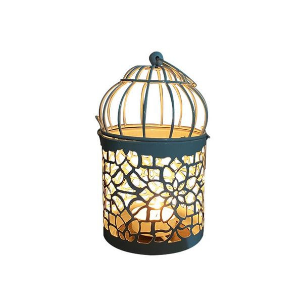 Portacandele in ferro cavo in metallo appeso a gabbia per uccelli Lanterna a lume di candela Portacandele cavi per decorazioni per la casa della festa nuziale da tavola