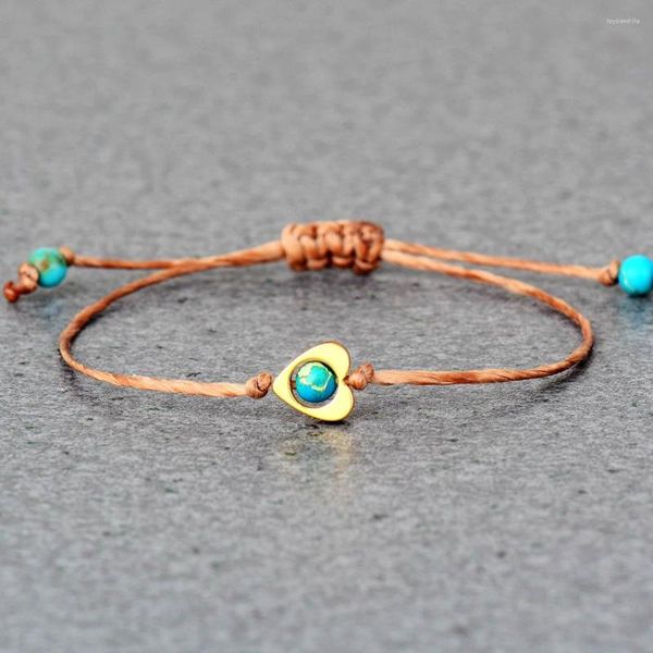 Braccialetti con ciondoli Semplice avvolgere Femme Stones Stringa a forma di cuore Perline Piccole Braccialetti di amicizia Yoga Bracciale Gioielli bohémien all'ingrosso