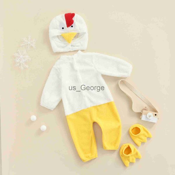 Kleidungssets Lioraitiin 018M Neugeborenes Baby Mädchen Huhn Kostüm Langarm Button Down Overall mit Hut Schuhe Set J230630