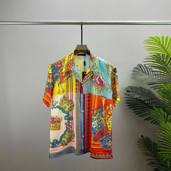 Новая мода Hawaii Floral Print Bearts Рубашки мужская дизайнерская шелковая рубашка для боулинга повседневные гавайские рубашки Мужчина летний блуз.