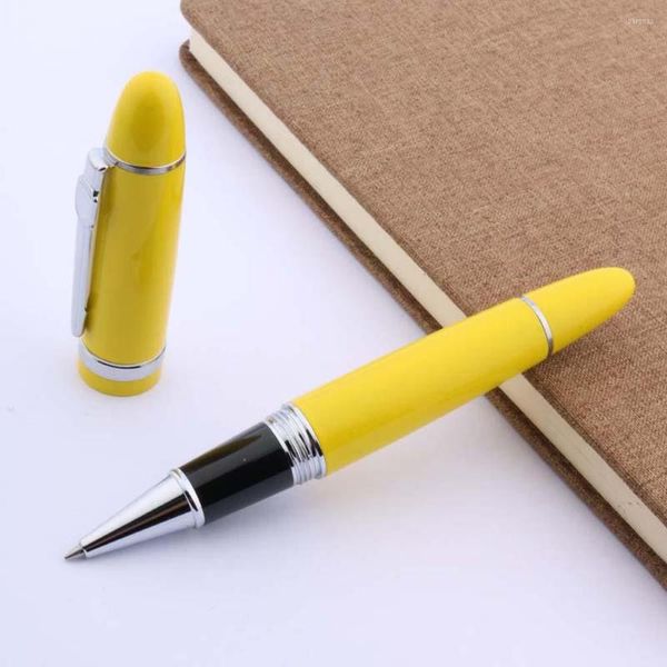 Jinhao159 Penna a sfera in metallo con ricarica in metallo giallo brillante con clip in argento da 0,5 mm