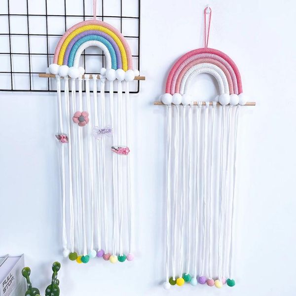 Rahmen Regenbogen Wandbehang Dekor Haarschleife Aufbewahrungsgürtel für Mädchen Haarspangen Haarspange Haarband Hängender Organizer Streifenhalter Ornament