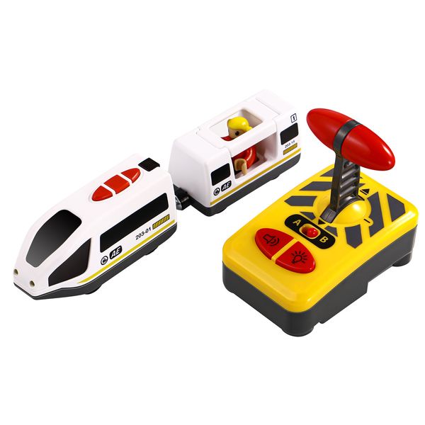 Elektro-/RC-Gleiseisenbahn, elektrisches Spielzeug-Set, RC-Modell, Kinder-Weihnachtsspielzeug-Sets, Baum, 4 Jungen, betriebene Kugel, Holzmotor, Tisch 7, 2 Lernfahrzeuge, 230629