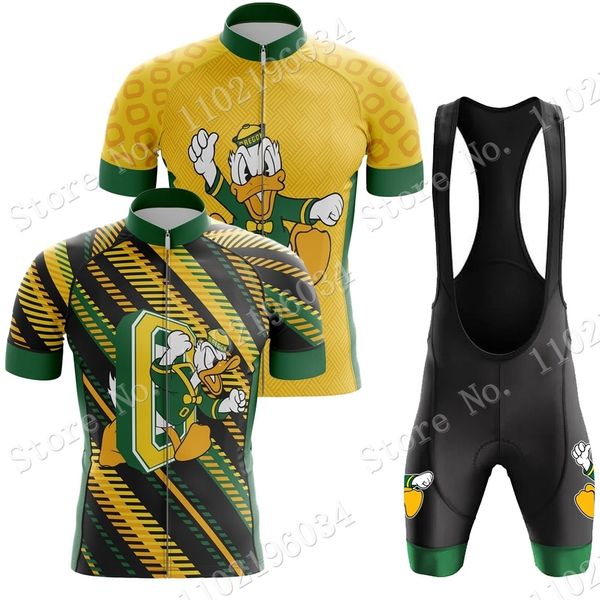 Set di maglie da ciclismo Funny Duck Set 2023 Cartoon Comics Abbigliamento Summer Road Bike Camicie Suit Pantaloncini con bretelle MTB Wear Ropa 230629