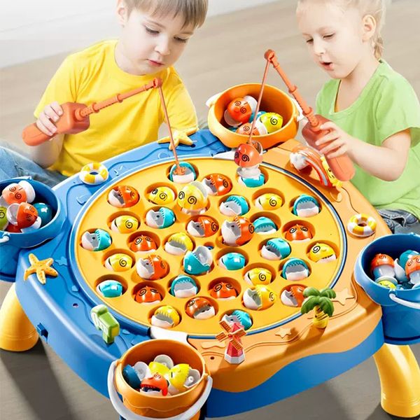 Brinquedos de banho Elétrico Jogo de Pesca Magnética Vida Marinha Cognição Número de Cor Brinquedo Musical para Crianças Montessori Educacional Pai Criança 230630