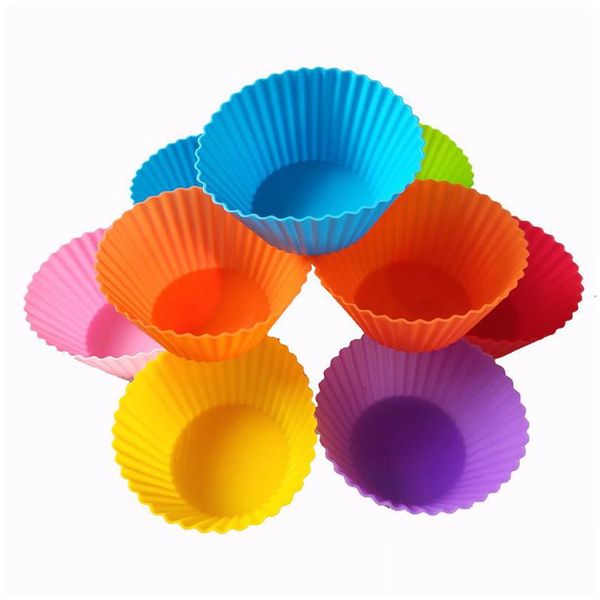 Cupcake 12 Pz/Set Sile Tazze Per Muffin A Forma Rotonda Riutilizzabili Fodere Cupcakes Wrapper Drop Delivery Casa Giardino Cucina Sala Da Pranzo Bar Bakewar Dhcum