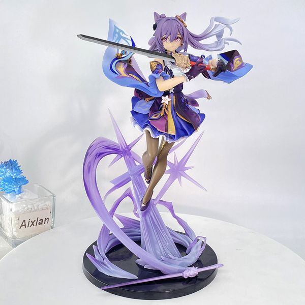 Action Toy Figures 32cm Genshin Impact Anime Figure Keqing PVC Action Figure Kamisato Ayaka Mona Figurine Collection Model Doll Child Kid Gifts 230629